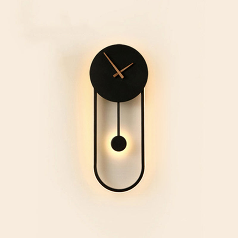 Lampada a monte a parete ovale moderna in metallo a parete a 1 luce per camera da letto