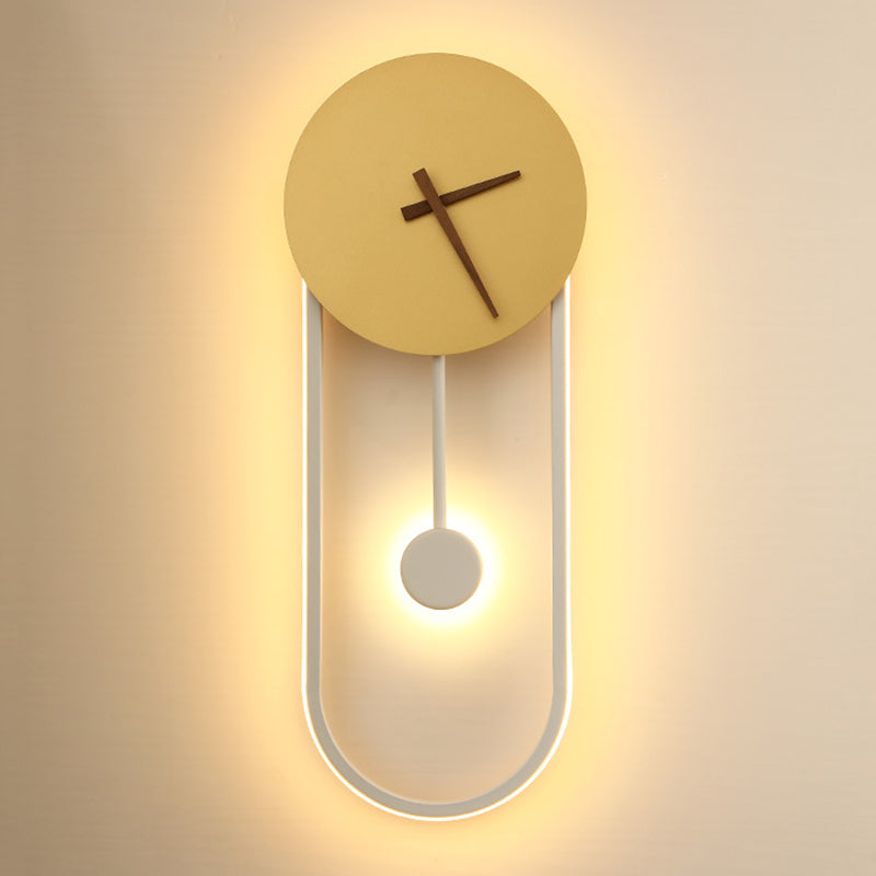 Lampada a monte a parete ovale moderna in metallo a parete a 1 luce per camera da letto