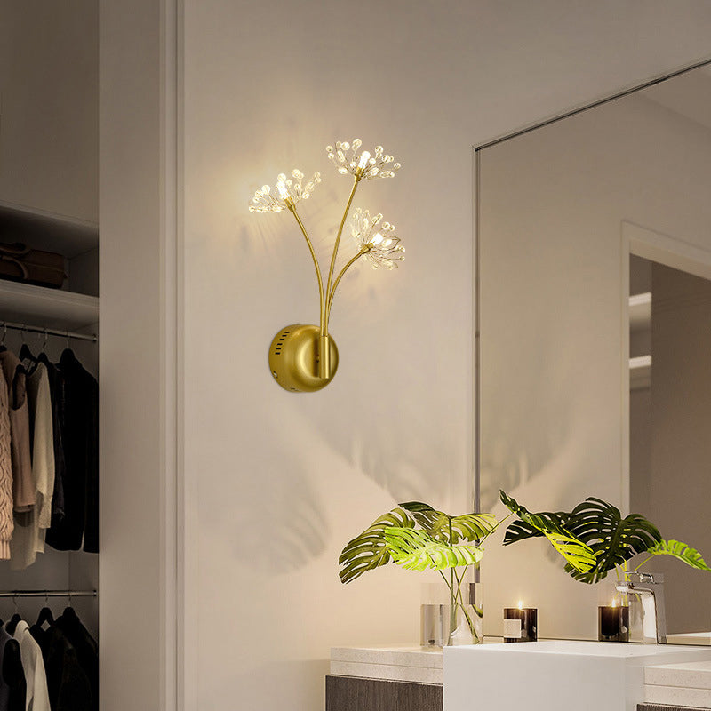 Lampada da parete a parete in metallo moderno nordico a 3 luci per la camera da letto