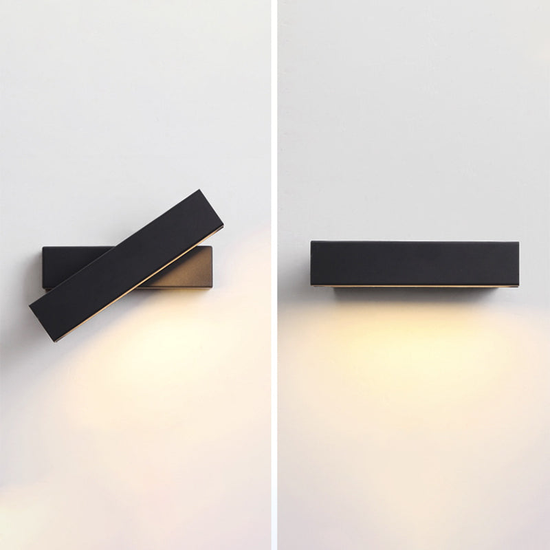 Modern Creative LED Rotatable Wall Lamp Wrought Iron Rectangular Wall Light with Acrylic Shade