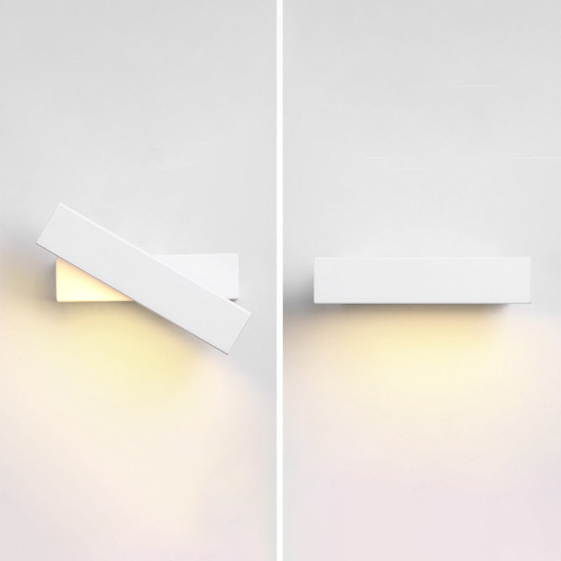 Modern Creative LED Rotatable Wall Lamp Wrought Iron Rectangular Wall Light with Acrylic Shade