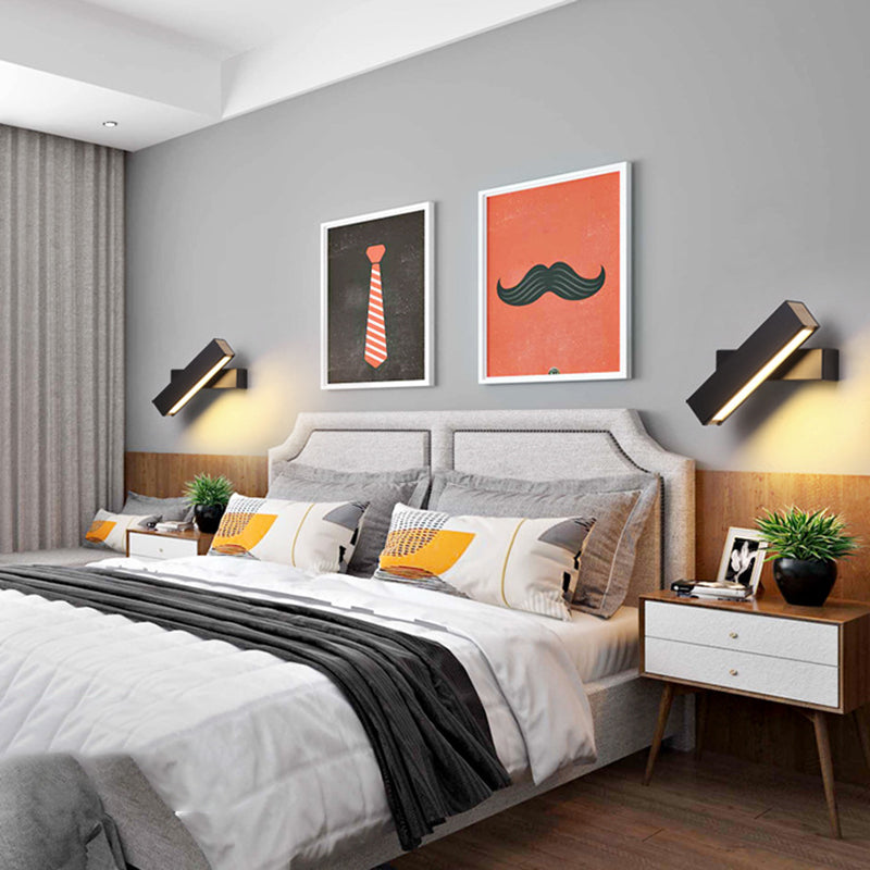 Lámpara de pared giratoria LED creativa moderna Luz de pared rectangular de hierro forjado con sombra acrílica