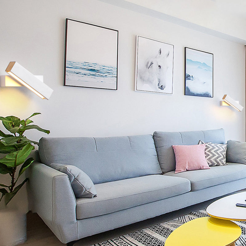 Modern Creative LED Rotatable Wall Lamp Wrought Iron Rectangular Wall Light with Acrylic Shade