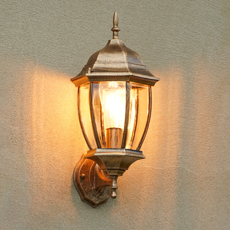 Bewaffnetes klares Glas 1-Licht Wandleuchte Industrielle Außenwandlampe im Freien