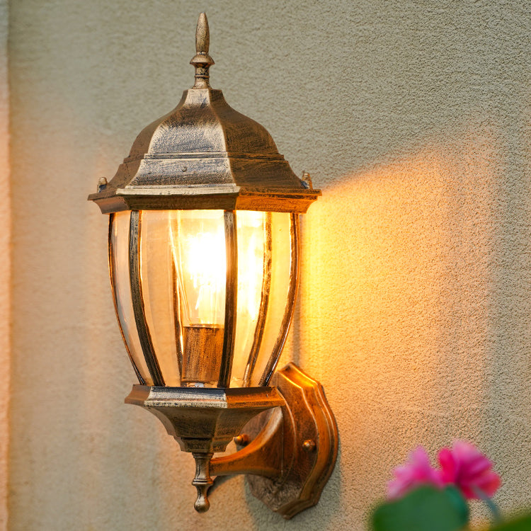 Bewaffnetes klares Glas 1-Licht Wandleuchte Industrielle Außenwandlampe im Freien