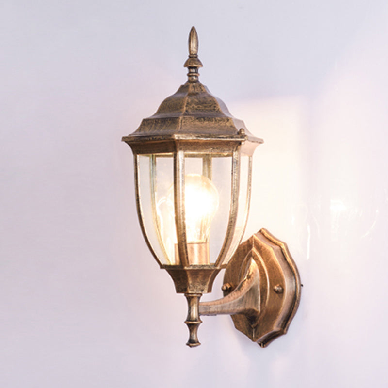 Bewaffnetes klares Glas 1-Licht Wandleuchte Industrielle Außenwandlampe im Freien