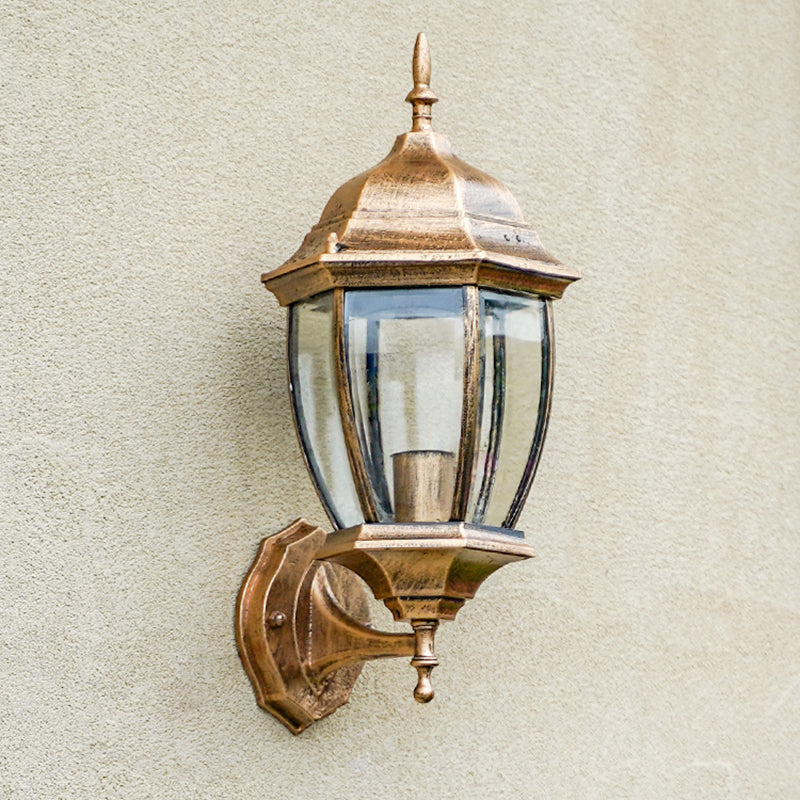 Bewaffnetes klares Glas 1-Licht Wandleuchte Industrielle Außenwandlampe im Freien