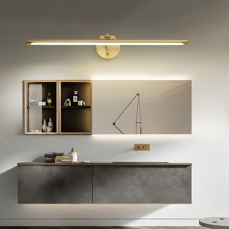 Sconcetto muro di tonalità lineare a 1 luce moderna moderna illuminazione da parete specchio in stile semplice in ottone