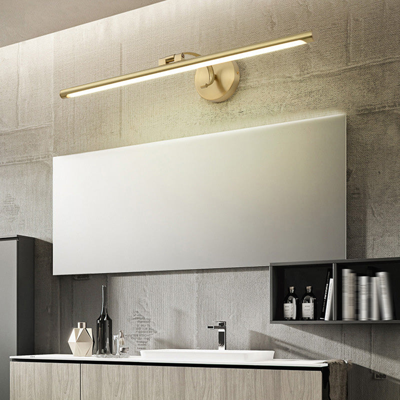 Sconcetto muro di tonalità lineare a 1 luce moderna moderna illuminazione da parete specchio in stile semplice in ottone