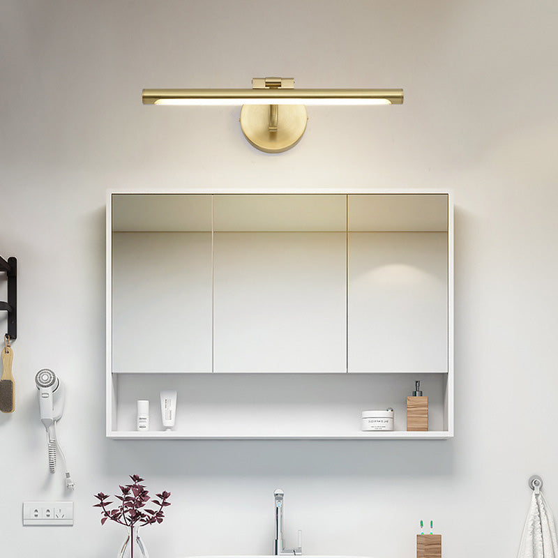 Sconcetto muro di tonalità lineare a 1 luce moderna moderna illuminazione da parete specchio in stile semplice in ottone