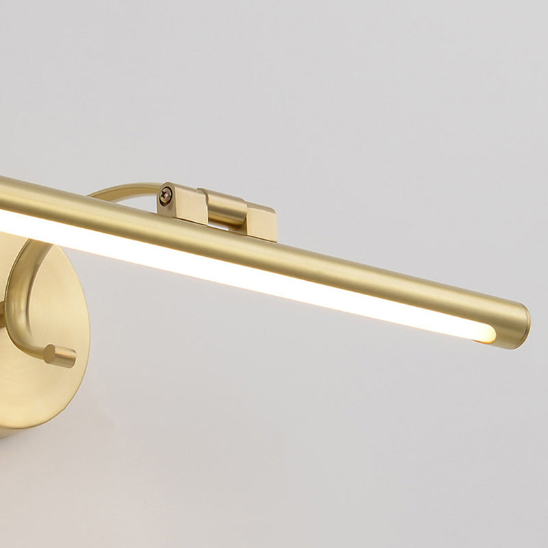 Sconcetto muro di tonalità lineare a 1 luce moderna moderna illuminazione da parete specchio in stile semplice in ottone
