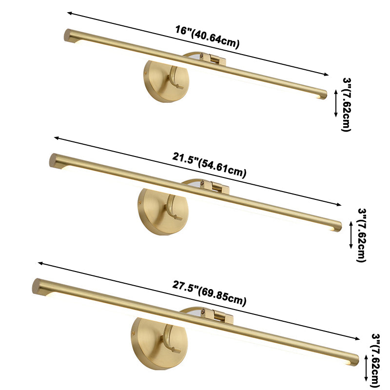 Sconcetto muro di tonalità lineare a 1 luce moderna moderna illuminazione da parete specchio in stile semplice in ottone