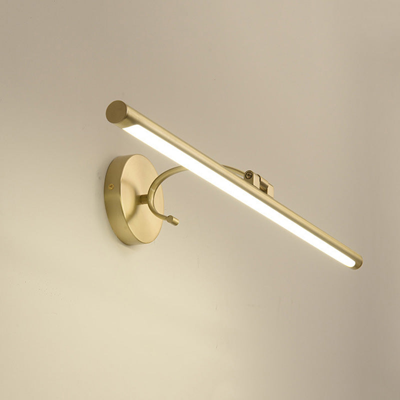 Sconcetto muro di tonalità lineare a 1 luce moderna moderna illuminazione da parete specchio in stile semplice in ottone
