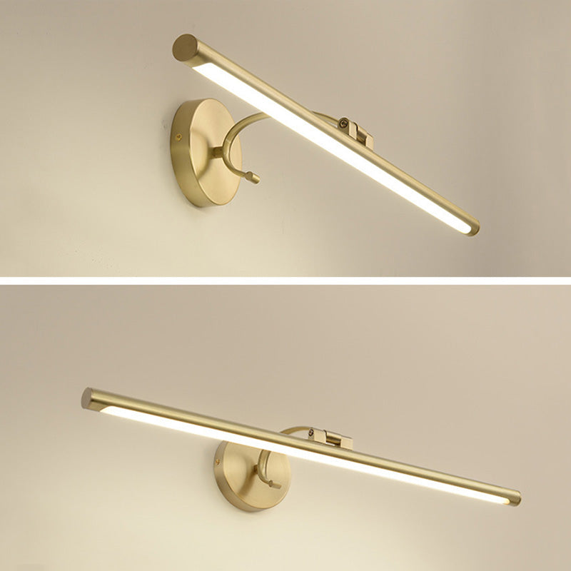 Sconcetto muro di tonalità lineare a 1 luce moderna moderna illuminazione da parete specchio in stile semplice in ottone