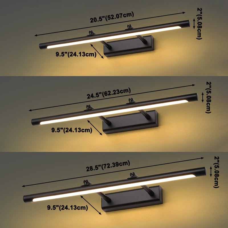 Metal Linear Shade Swing Arm Wall Lights Modern 1 Head Wall Mount Fixture in Black