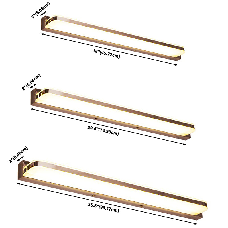 Acconde da parete da parete lineare a 1 luce moderna moderna illuminazione da parete specchio in stile semplice in oro