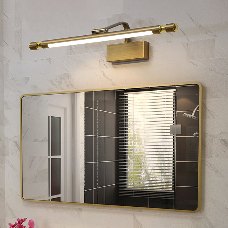 Sconcetto muro di tonalità lineare a 1 luce moderna moderna illuminazione da parete specchio in stile semplice in ottone