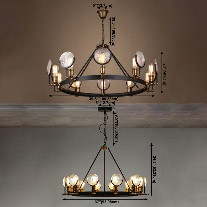 Luces de techo colgantes negros vintage Candelera colgante de metal para comedor