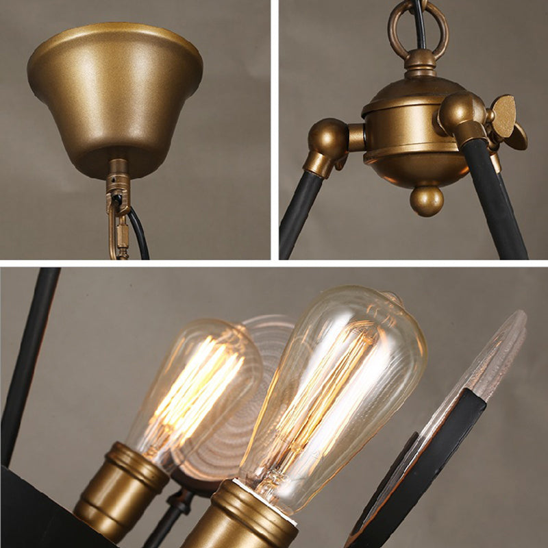 Luces de techo colgantes negros vintage Candelera colgante de metal para comedor