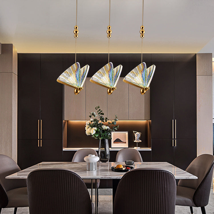 Lampe suspendue à LED en or acrylique dans le style en alliage zinc moderne de style artistique