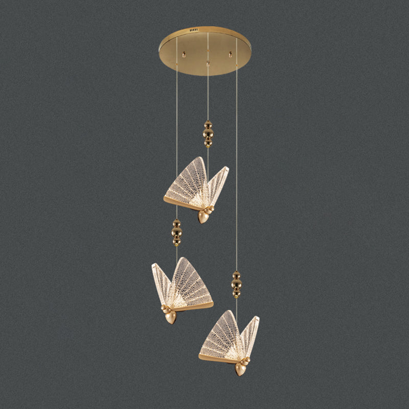 Lampe suspendue à LED en or acrylique dans le style en alliage zinc moderne de style artistique