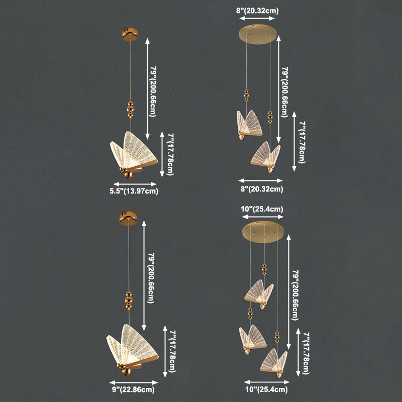 Lampe suspendue à LED en or acrylique dans le style en alliage zinc moderne de style artistique