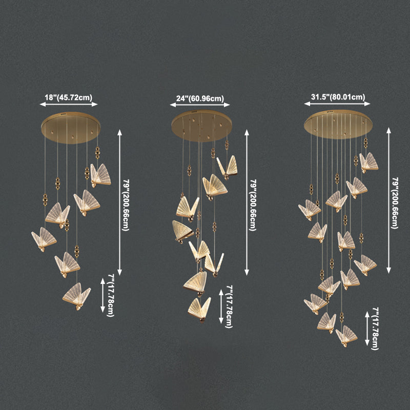 Lampe suspendue à LED en or acrylique dans le style en alliage zinc moderne de style artistique