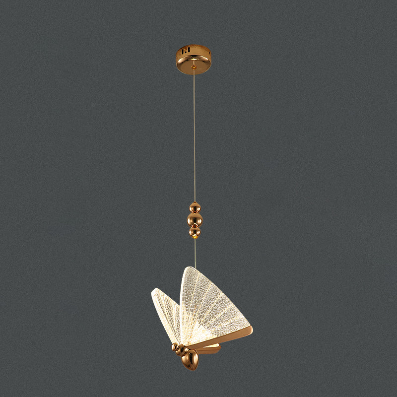 Lampe suspendue à LED en or acrylique dans le style en alliage zinc moderne de style artistique