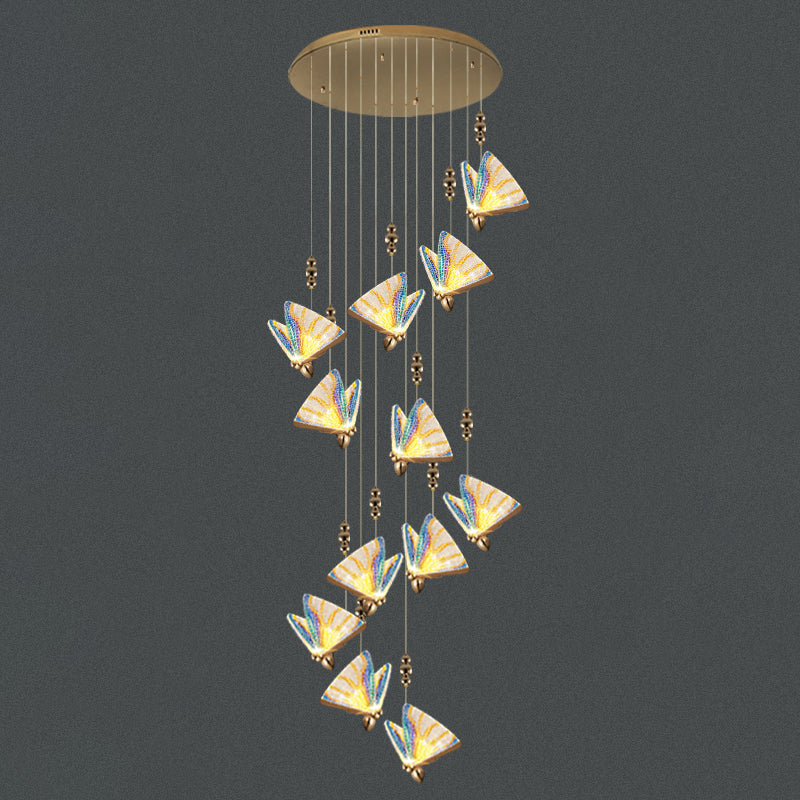 Lampe suspendue à LED en or acrylique dans le style en alliage zinc moderne de style artistique