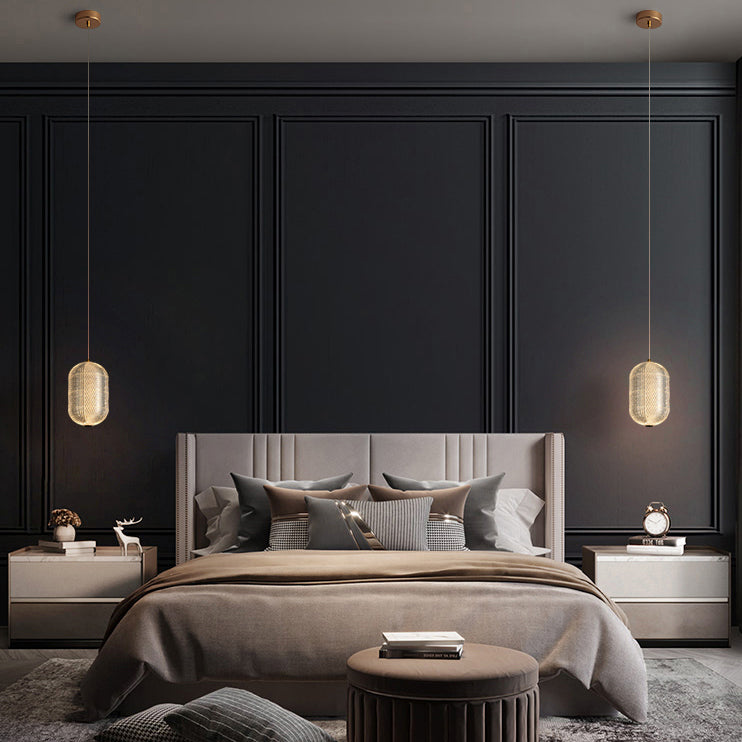 Luce a sospensione interno minimalista, illuminazione a sospensione acrilica del cilindro macaron