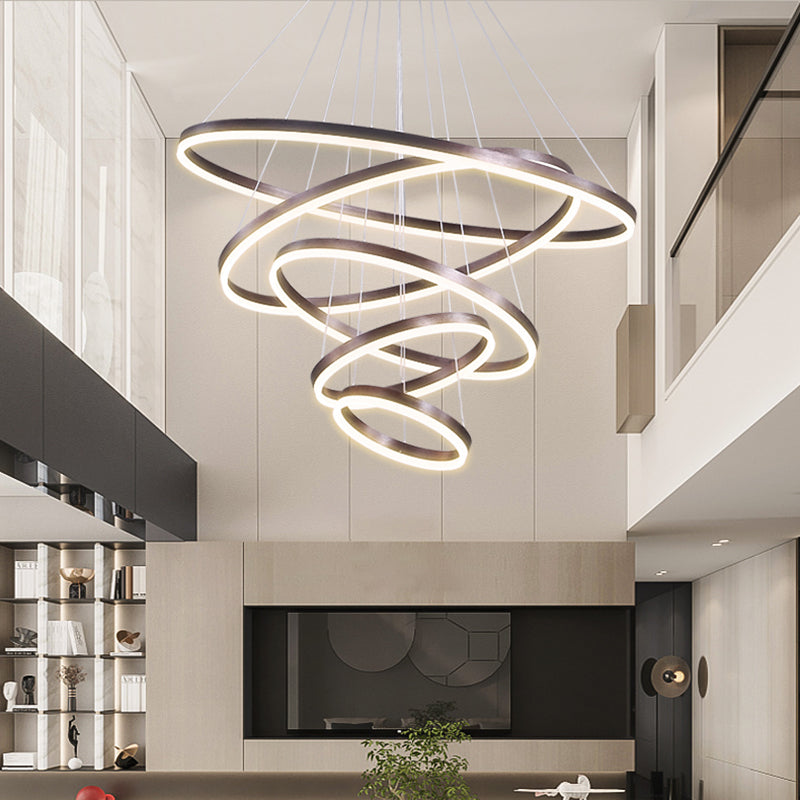 Multi-Rings Multi-Layer Modern Simple Style Metal Hanging Chandelier Lighting Fixtures