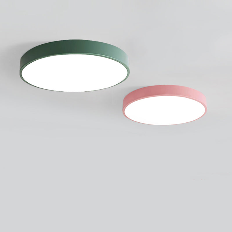 Metal Round Led Flush Mount Light Fixture Modern Style 1 Head Flush Ceiling Light
