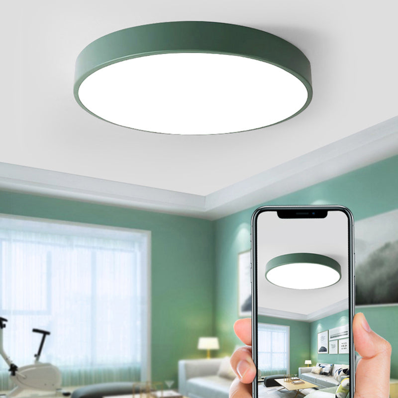 Metal Round Led Flush Mount Light Fixture Modern Style 1 Head Flush Ceiling Light
