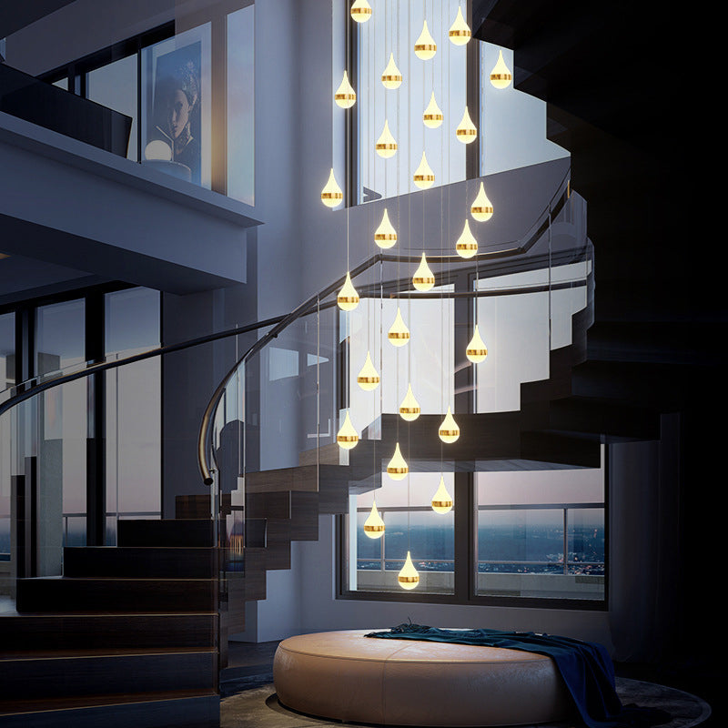 Lámpara de colgante de lágrima de hierro de hierro forjado de LED de lujo moderno con sombra acrílica