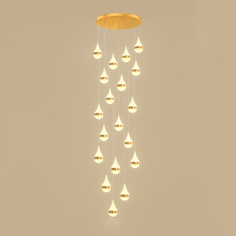 Lámpara de colgante de lágrima de hierro de hierro forjado de LED de lujo moderno con sombra acrílica