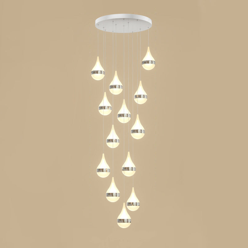 Lámpara de colgante de lágrima de hierro de hierro forjado de LED de lujo moderno con sombra acrílica