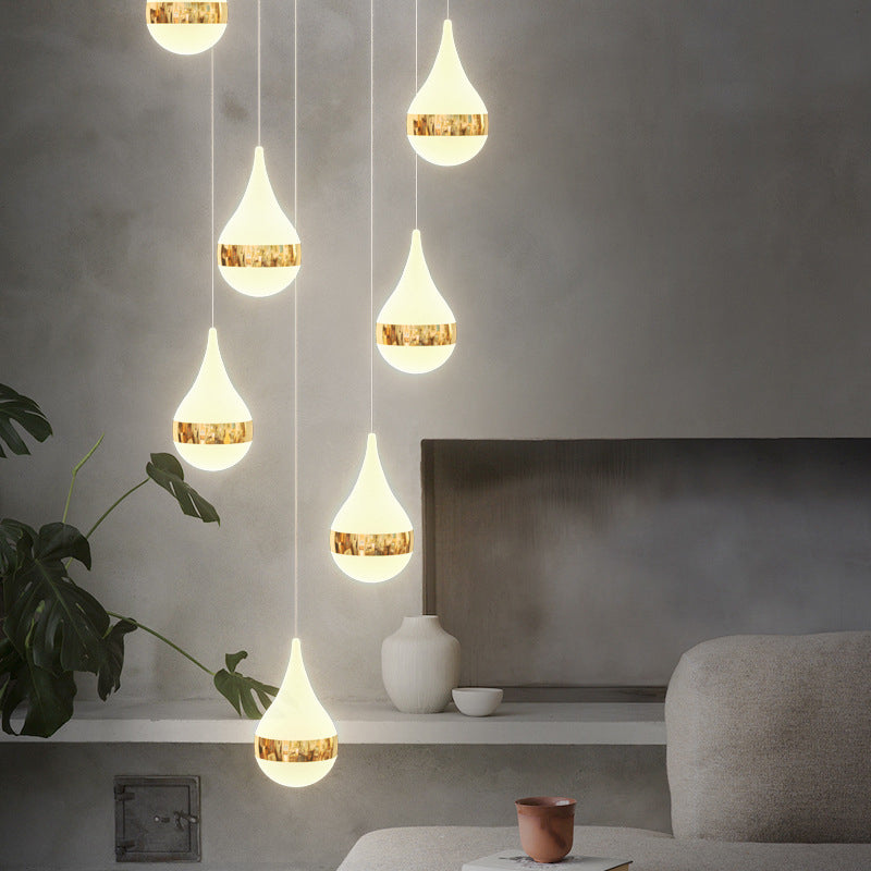 Lámpara de colgante de lágrima de hierro de hierro forjado de LED de lujo moderno con sombra acrílica