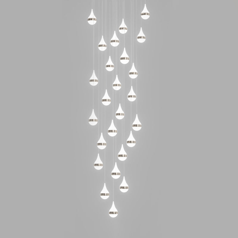 Lámpara de colgante de lágrima de hierro de hierro forjado de LED de lujo moderno con sombra acrílica