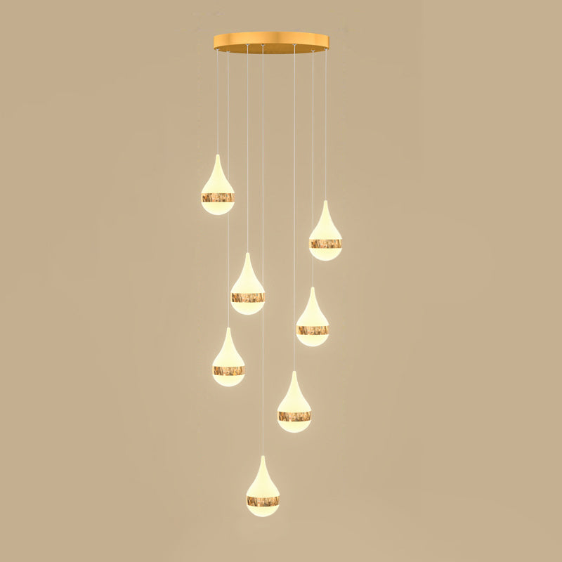 Moderne Luxus -LED -Anhänger Leicht schmiedeeisernde Tränenhängelampe mit Acrylschatten