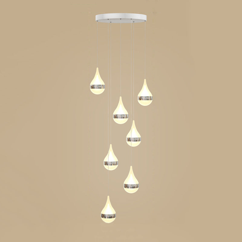 Moderne Luxus -LED -Anhänger Leicht schmiedeeisernde Tränenhängelampe mit Acrylschatten