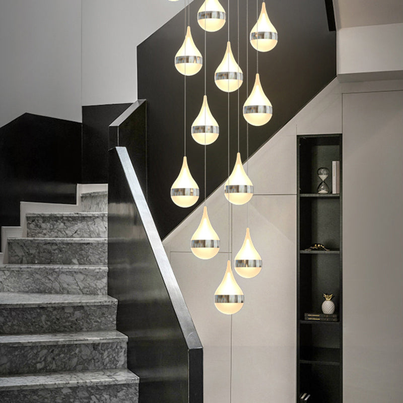 Lámpara de colgante de lágrima de hierro de hierro forjado de LED de lujo moderno con sombra acrílica