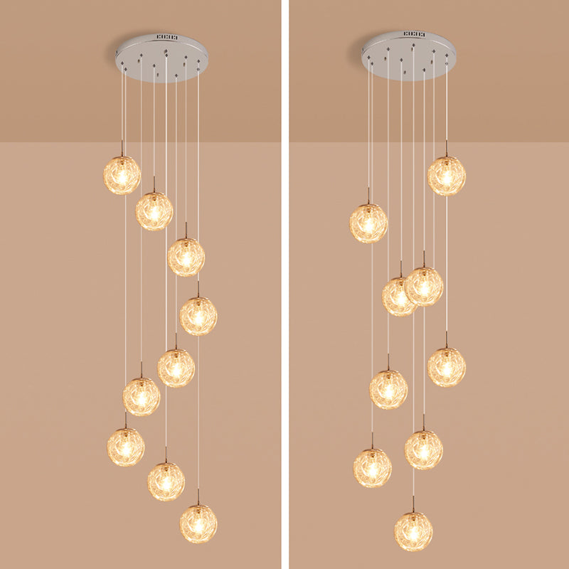 Lumière suspendue en argent dans la lampe suspendue du globe en acier inoxydable de style de luxe moderne pour les escaliers