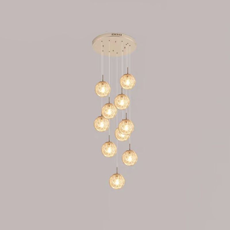 Silver Pendant Light in Modern Luxury Style Stainless-Steel Globe Hanging Lamp for Stairs