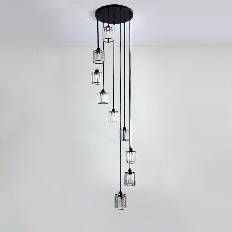 Modern Lumo geometrico di lusso Light Light Trooted in ferro battuto lampada sospesa con tonalità di cristallo