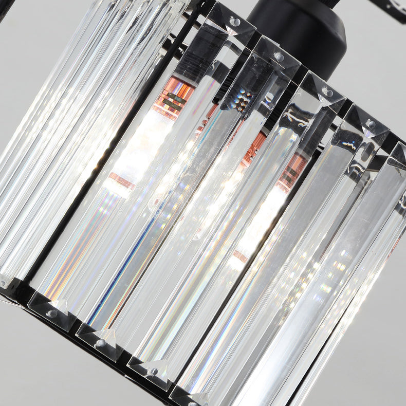 Modern Lumo geometrico di lusso Light Light Trooted in ferro battuto lampada sospesa con tonalità di cristallo