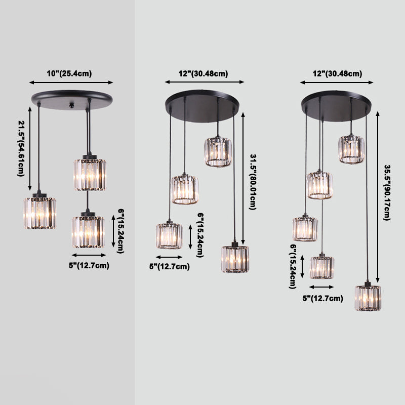 Lámpara colgante interior de hierro forjado en moderna luz colgante geométrica de cristal de lujo