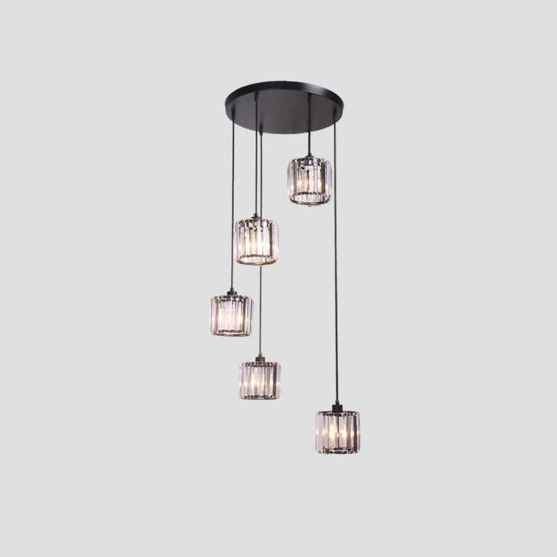 Lámpara colgante interior de hierro forjado en moderna luz colgante geométrica de cristal de lujo