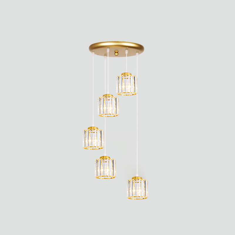 Lámpara colgante interior de hierro forjado en moderna luz colgante geométrica de cristal de lujo