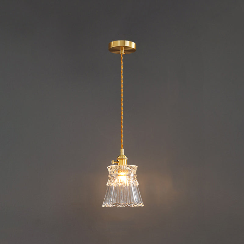 Glass Industrial Pendant Light 1-Light Hanging Ceiling Light for Bedroom