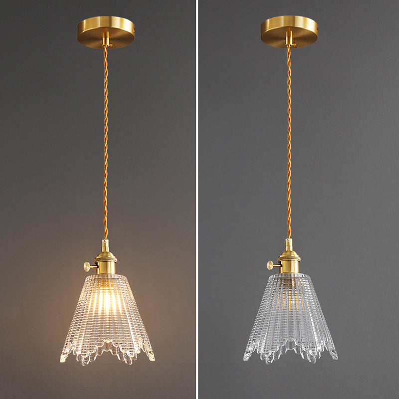 Glass Industrial Pendant Light 1-Light Hanging Ceiling Light for Bedroom